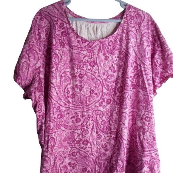 Catherines Tops - Catherines Size 3x  26/28 WP Petite Pink Paisley Print knit shirt short sleeve
